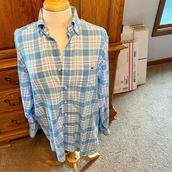 Vineyard Vines Plaid Long Sleeve Button Down 100% Cotton Tucker Shirt Mens Small - Picture 8 of 16